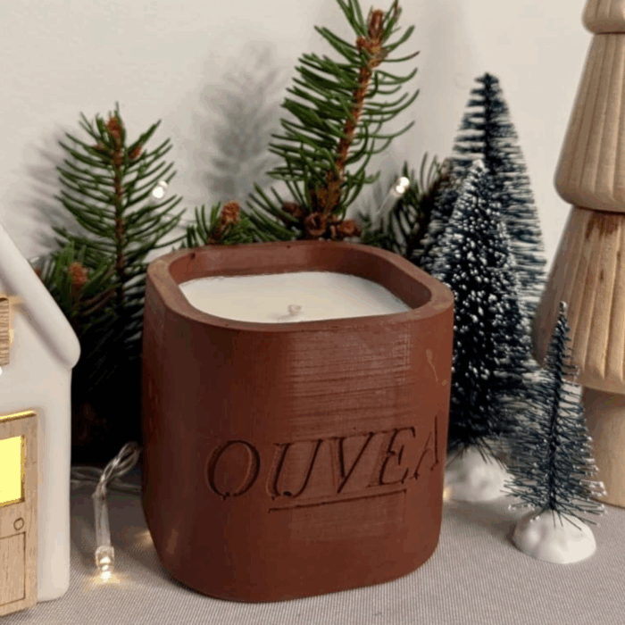 Pot bougie rouge pain d'épices