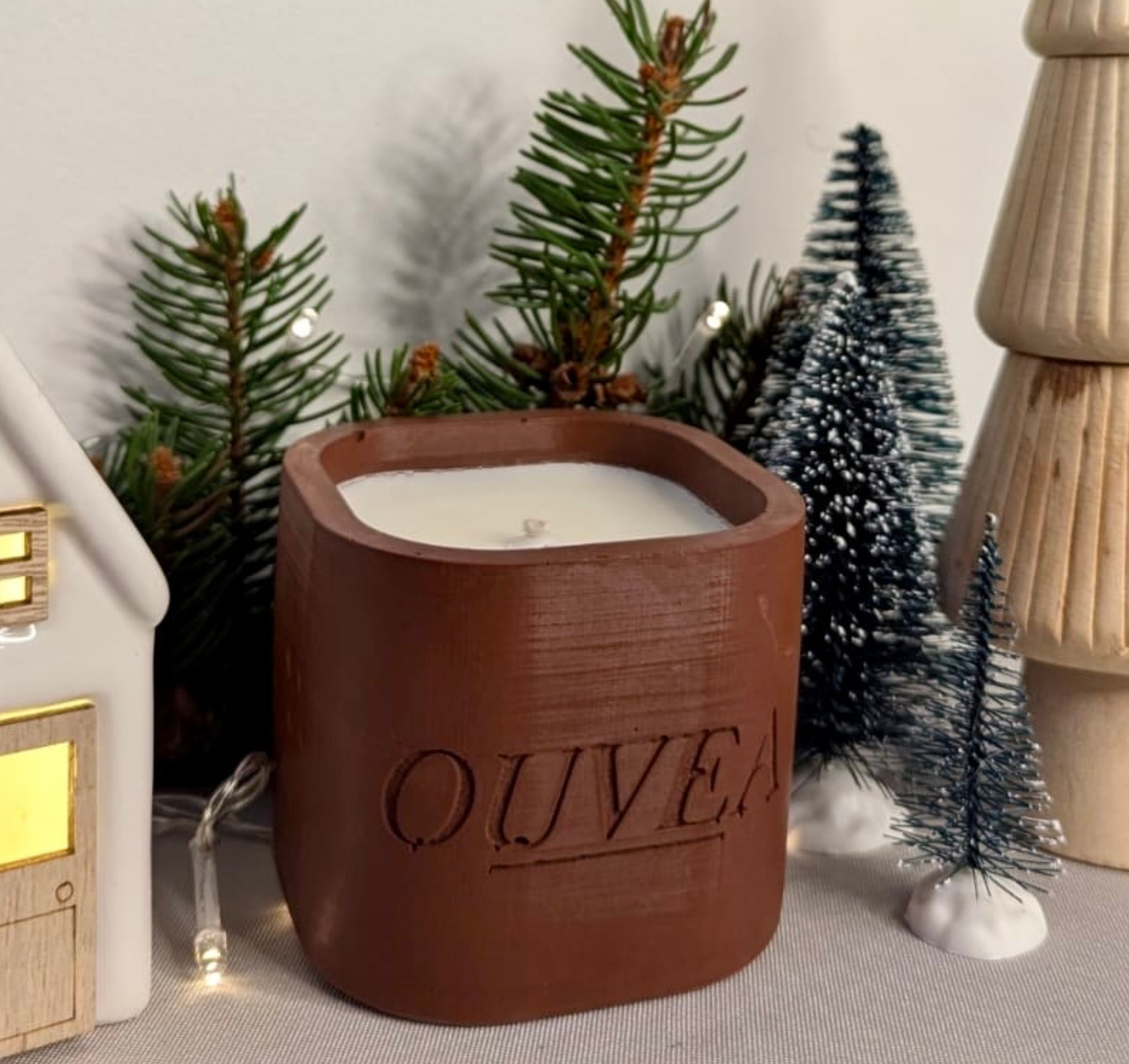 Pot bougie rouge pain d'épices Pot bougie rouge pain d'épices