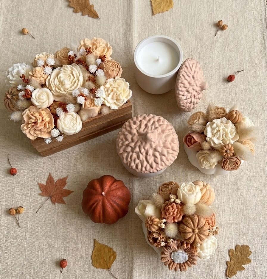 Présentation collection d'automne bougie décorative